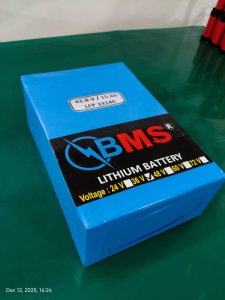 LifePo4 Battery, 43.8 V Cutoff 15 Ah (Blue Sleeve Without Cabinet)