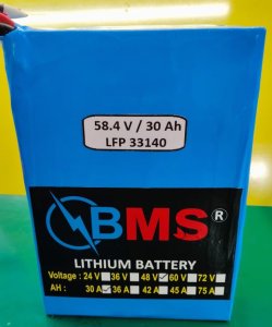 LifePo4 Battery, 58.4 Cutoff 30Ah (Blue Sleeve Without Cabinet)
